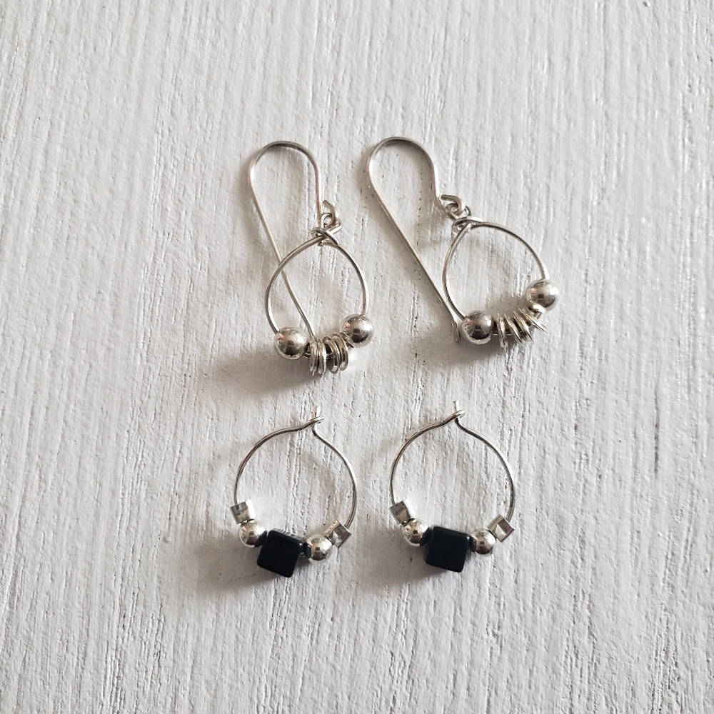 Two Pair Sterling Silver Earrings - Picture 9 of 9